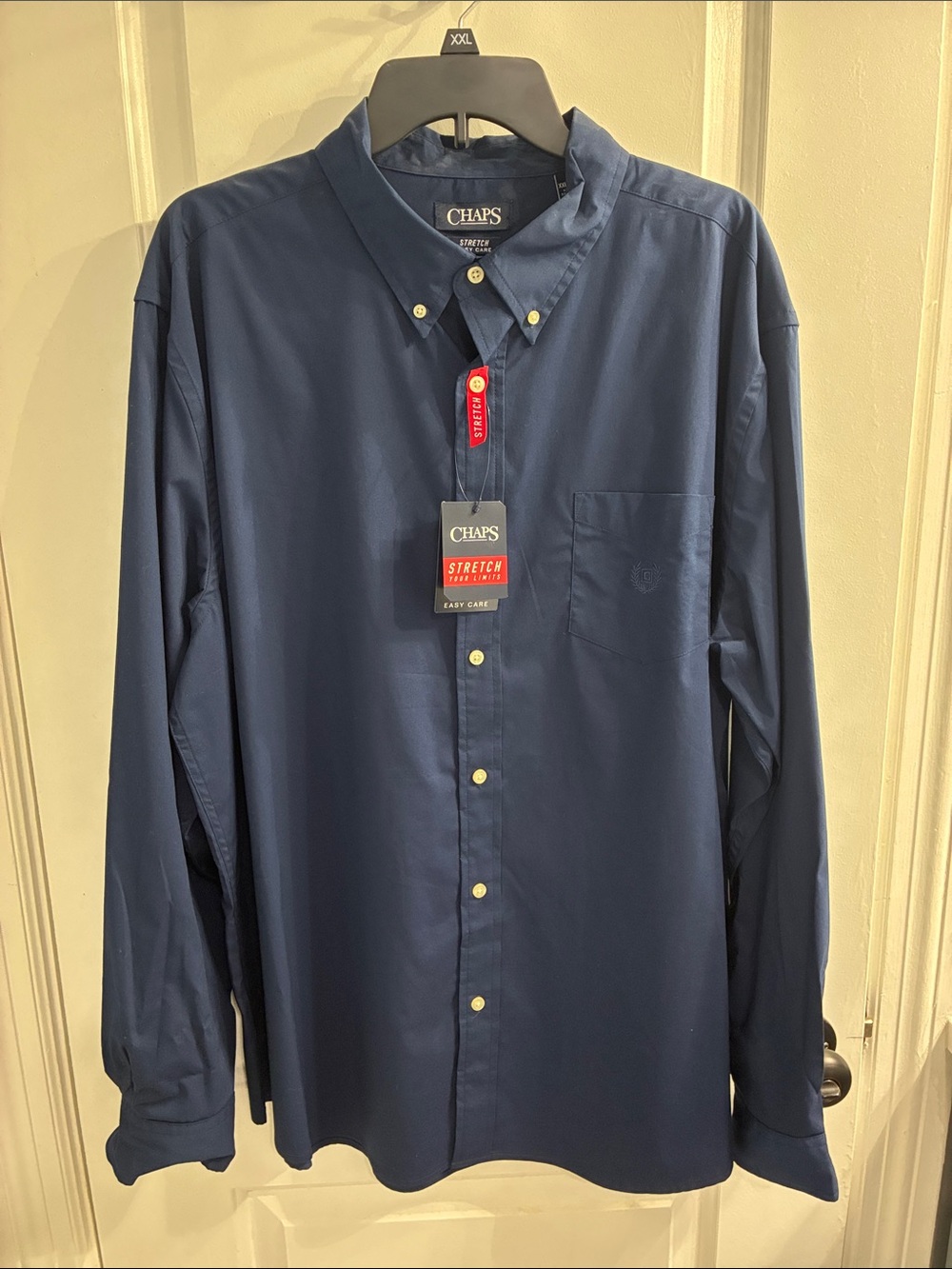 Chaps Men's Navy Button-Down Stretch Dress Shirt